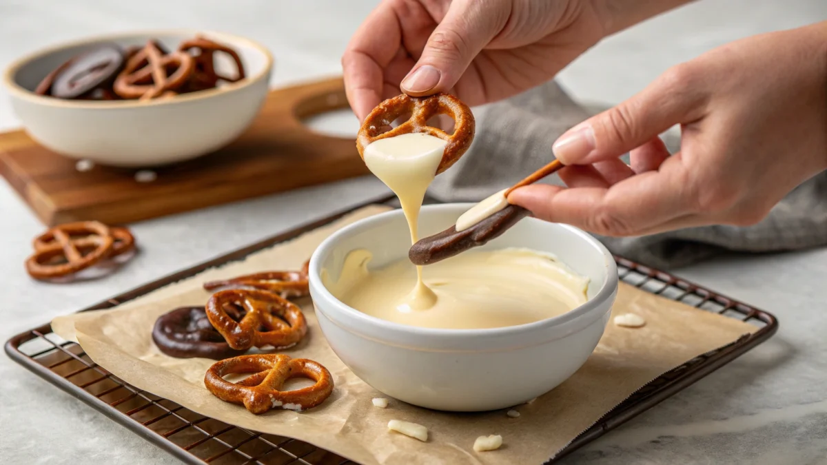 Dipping Pretzels In White Chocolate – The Sweet Transformation