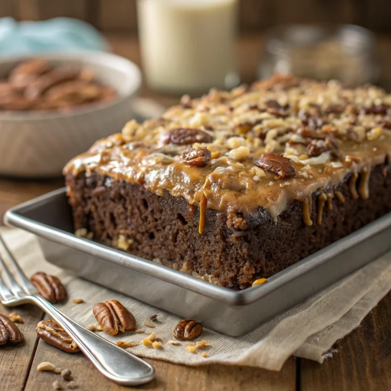German Chocolate Poke Cake 1 German Chocolate Poke Cake